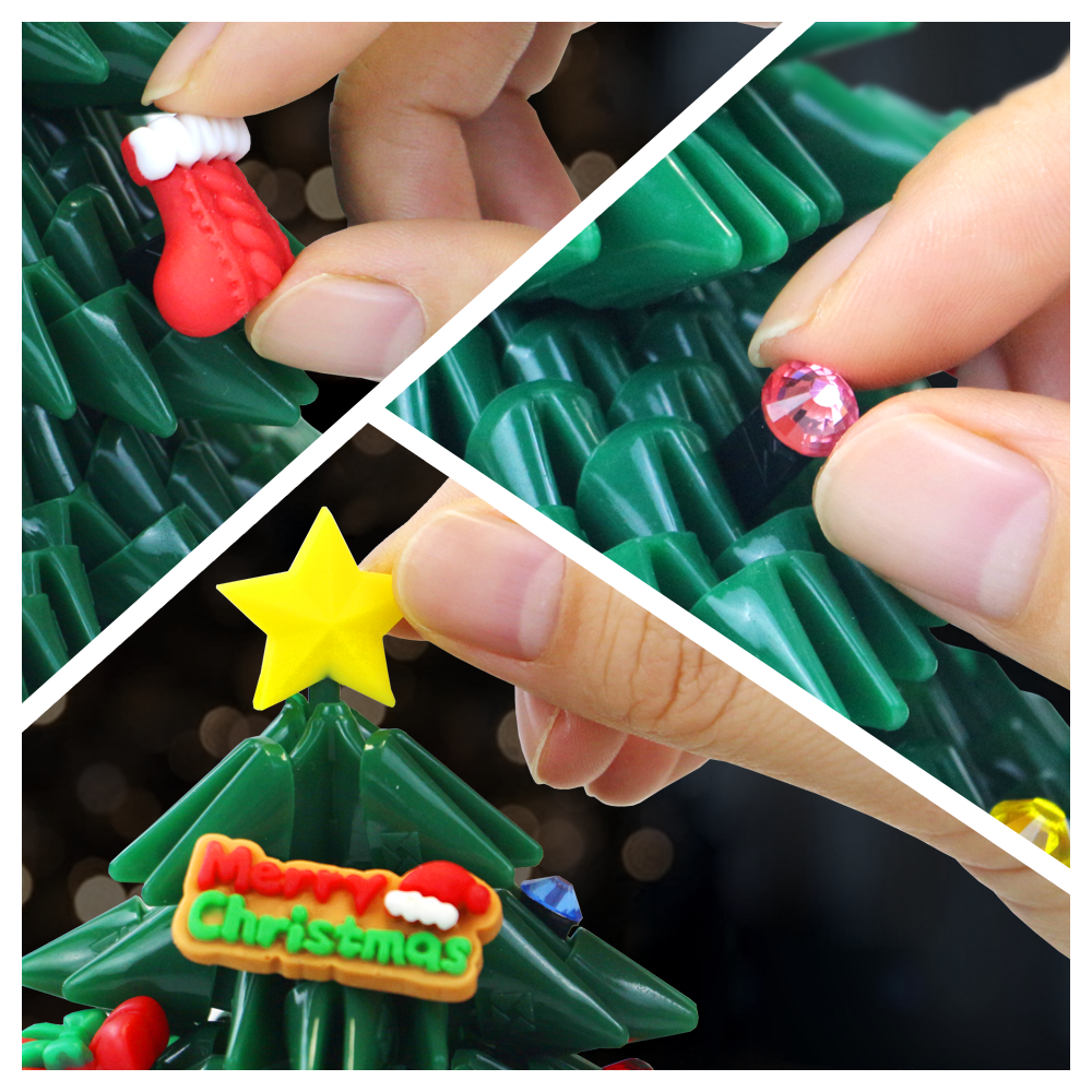 Tricofun Christmas Fantasy Build Set, Build Your own Christmas Tree & Santa, Soft Assembling Building Kits Pressure-Relief Toys Interlocking Block Sets