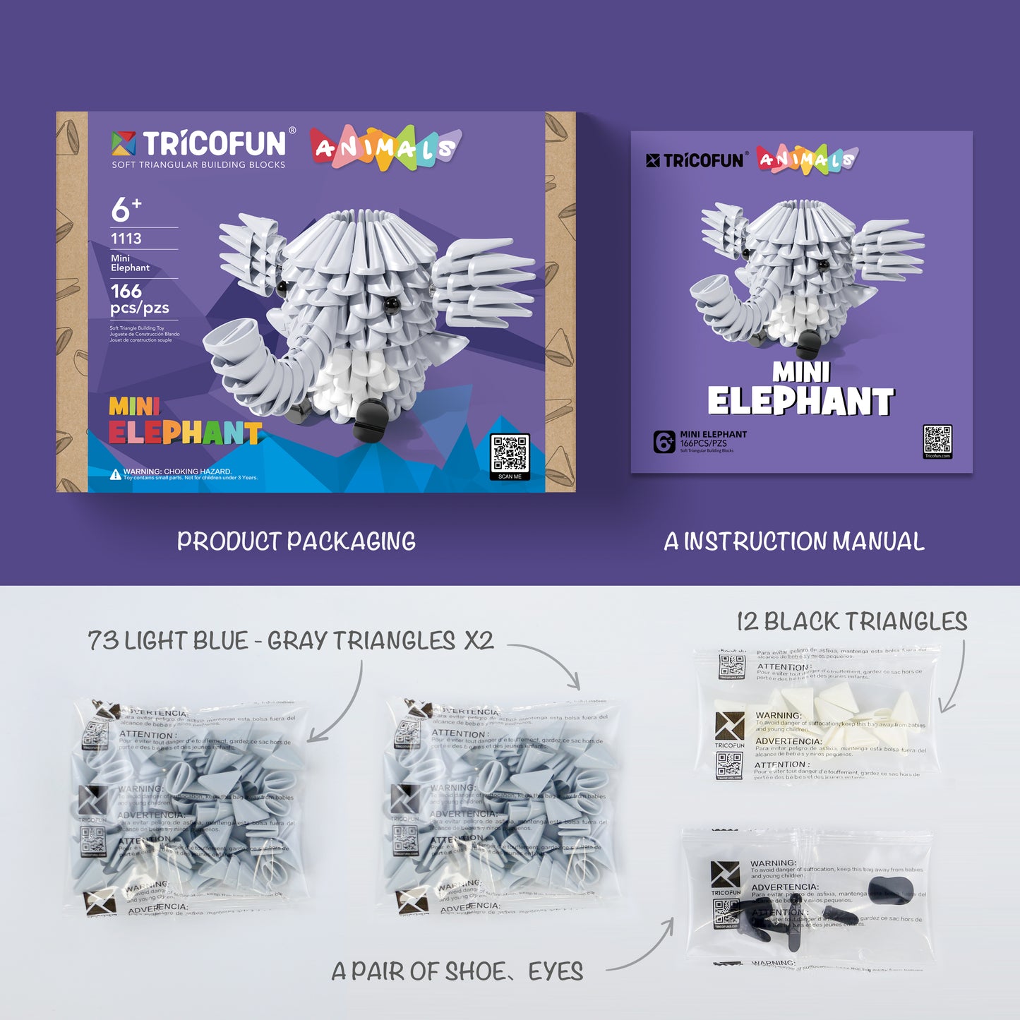 TRICOFUN™ Animals the mini elephant building kit -1113