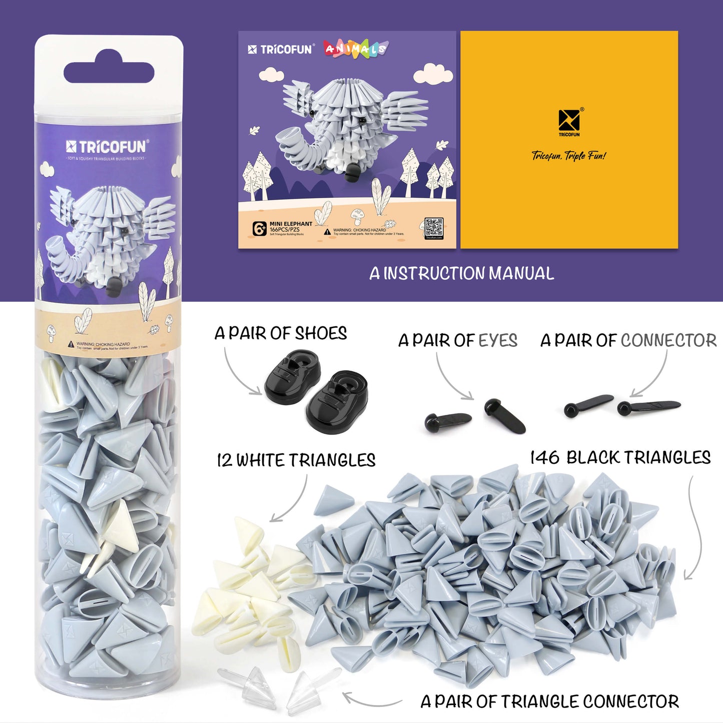TRICOFUN™ Animals the mini elephant building kit -1018