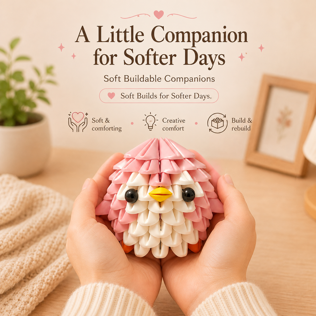 Tricofun® Wren Pink Bird Soft Building Kit