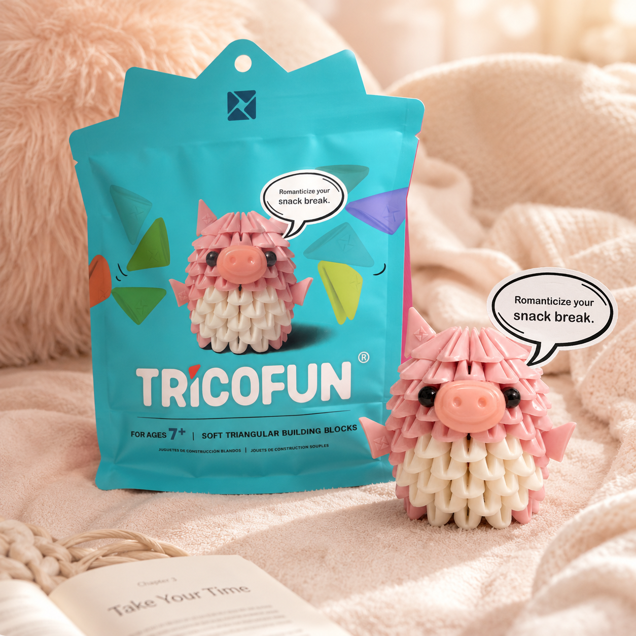 Tricofun® Peaches Pink Pig Soft Triangle Building Kit — Pre-order