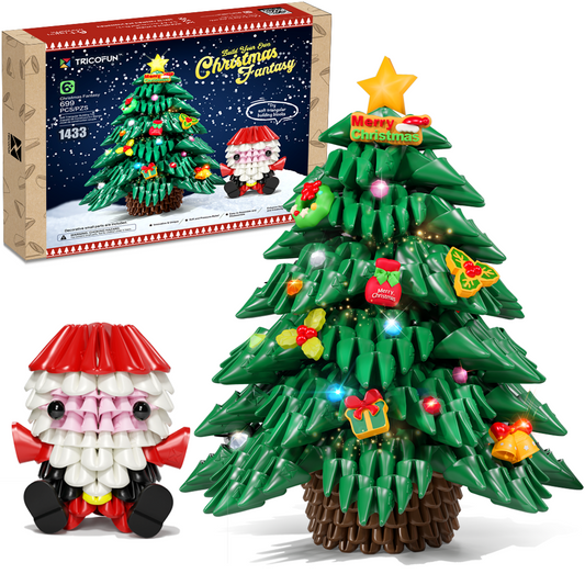 Tricofun Christmas Fantasy Build Set, Build Your own Christmas Tree & Santa, Soft Assembling Building Kits Pressure-Relief Toys Interlocking Block Sets