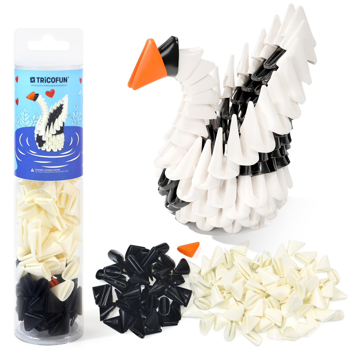 Tricofun Mini — Swan 1014 | Soft Silicone Building Blocks, Ages 6+