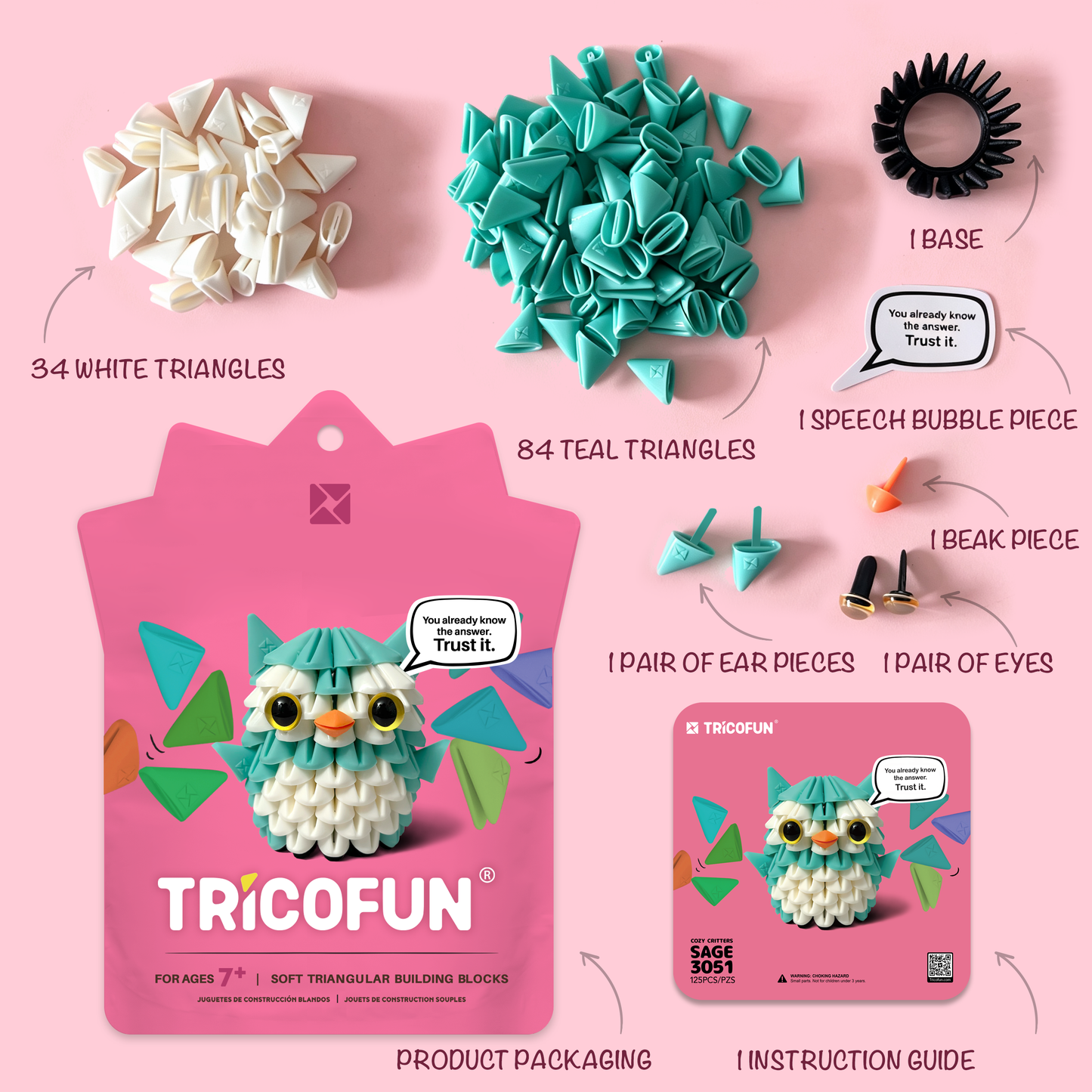Tricofun® Sage the Owl Soft Triangle Building Kit — Pre-order