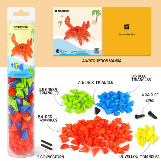 Tricofun® Crab Tube Soft Building Kit – Buildable Silicone Sea Animal Toy for Kids & Adults