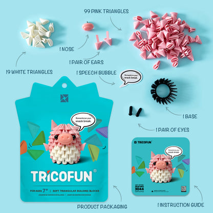 Tricofun® Peaches Pink Pig Soft Triangle Building Kit — Pre-order