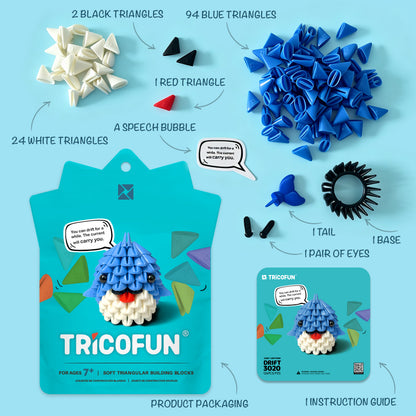 Tricofun® Drift Blue Whale Soft Triangle Building Kit — Pre-order