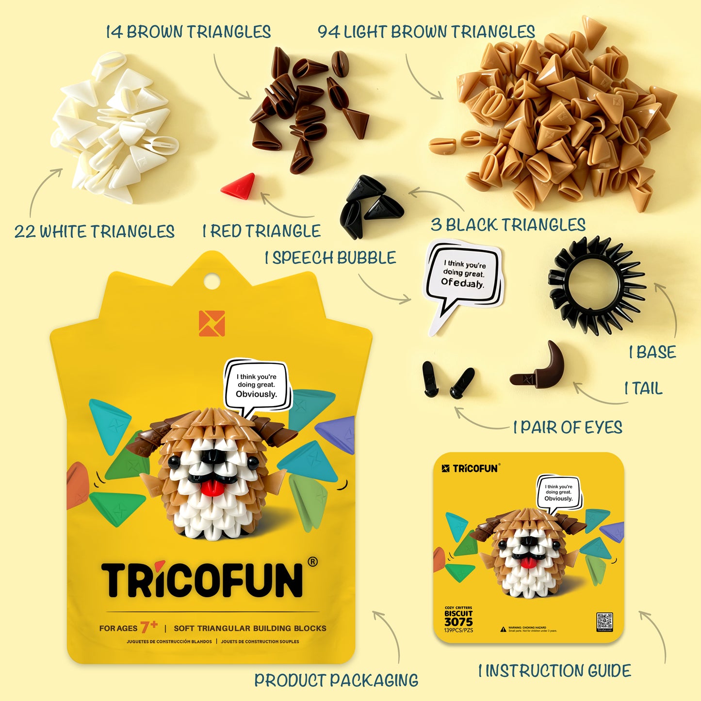 Tricofun® Biscuit Puppy Soft Triangle Building Kit — Pre-order