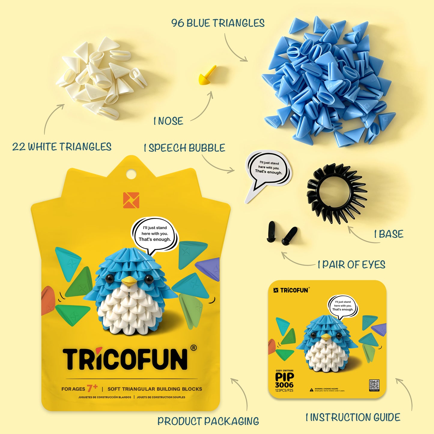 Tricofun® Pip the Blue Penguin Soft Triangle Building Kit — Pre-order